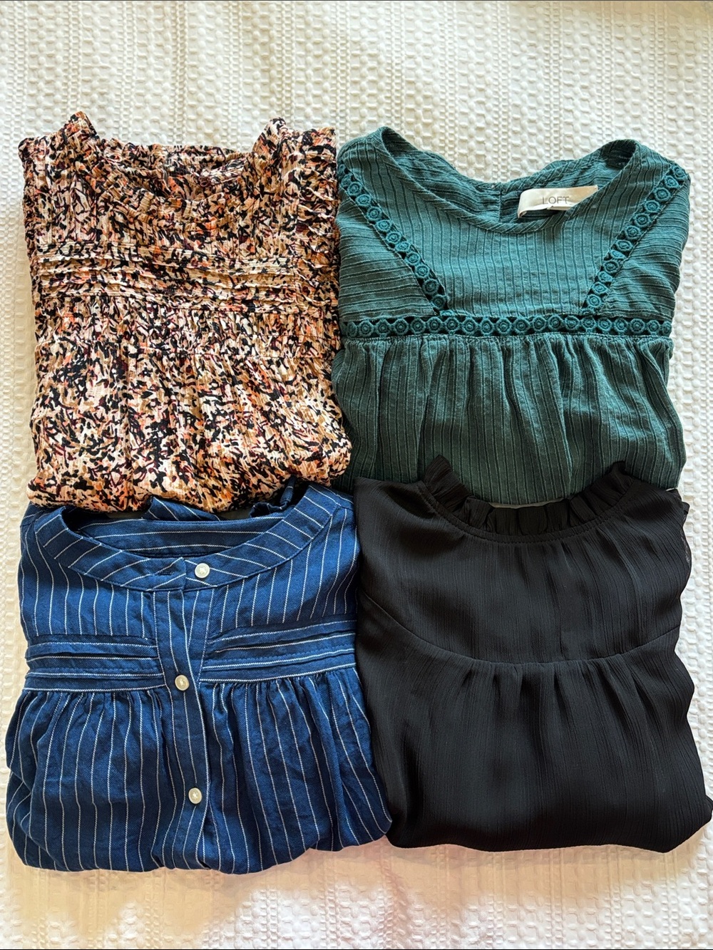 LOFT Multi Pack Blouses — Green, Blue, Black, and Multi Colored
